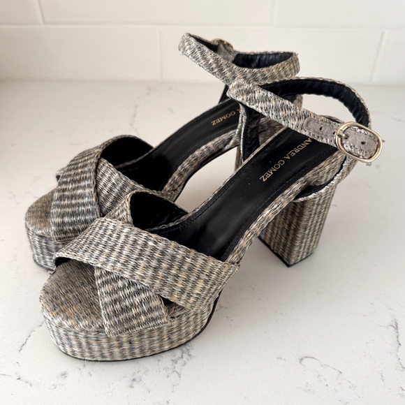 Andrea Gomez Bella Grey Raphia Size 6.5 - Picture 3 of 4